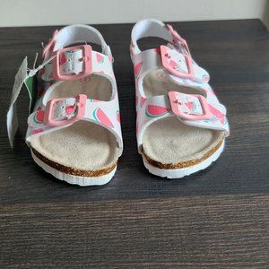 LAURA ASHLEY Pink & White Watermelon Themed Girl Kid Toddler Sandals SZ 4